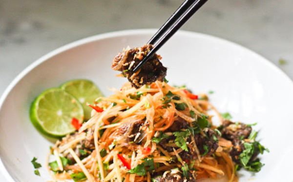 Nộm đu đủ thịt bò ngon mê ly