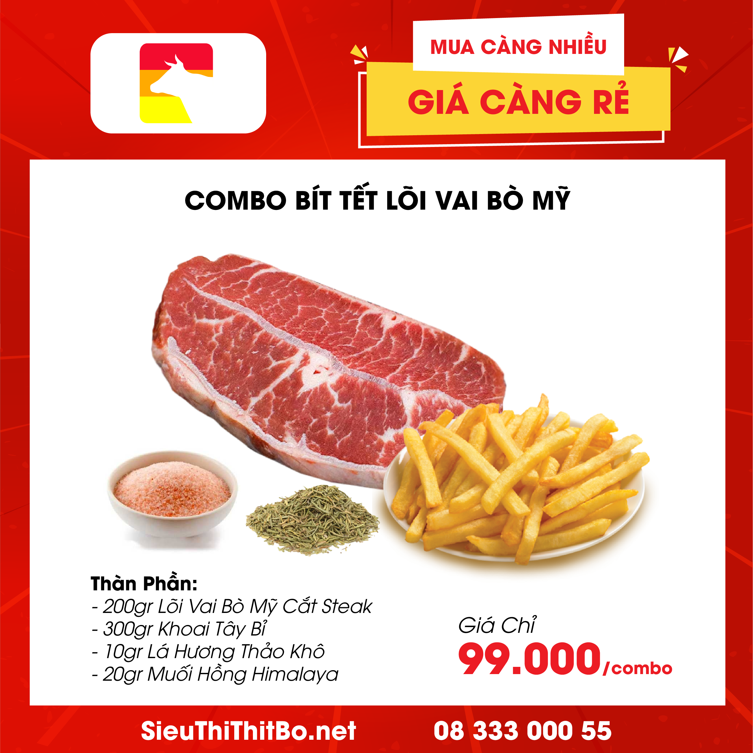 Set Beefsteak Lõi Vai Bò Mỹ