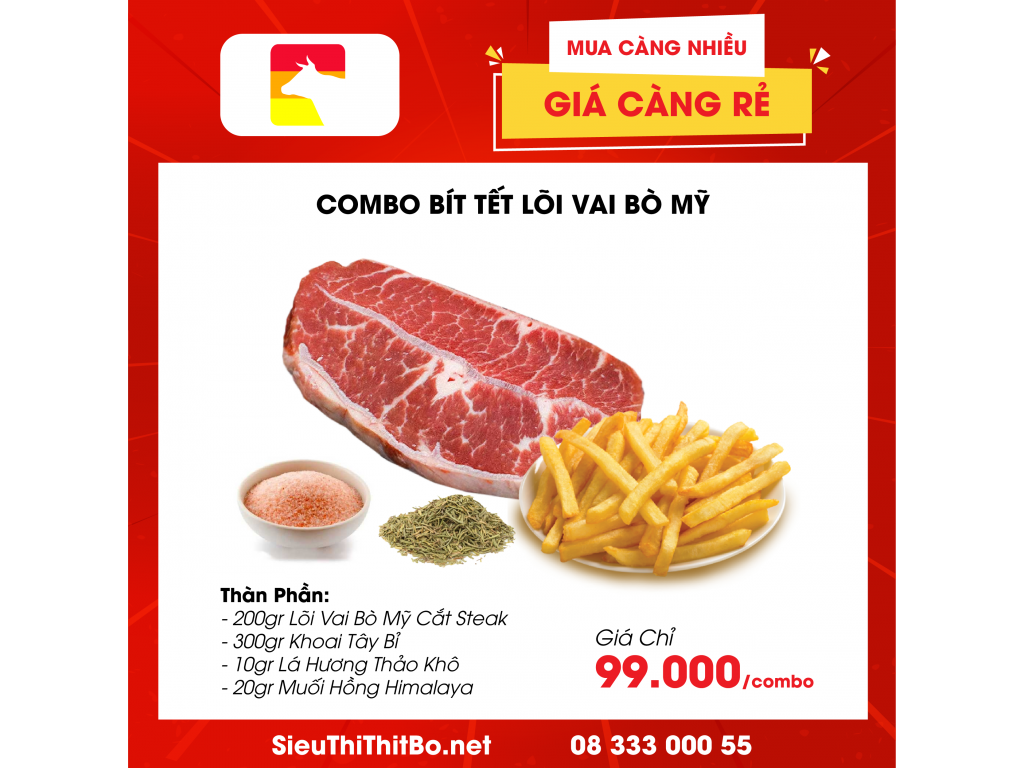 Set Bít Tết Lõi Vai Bò Mỹ - Beefsteak Lõi Vai Bò Mỹ 