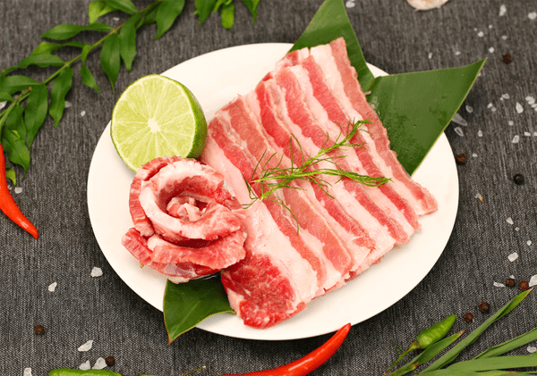 ba chỉ bò cắt mỏng