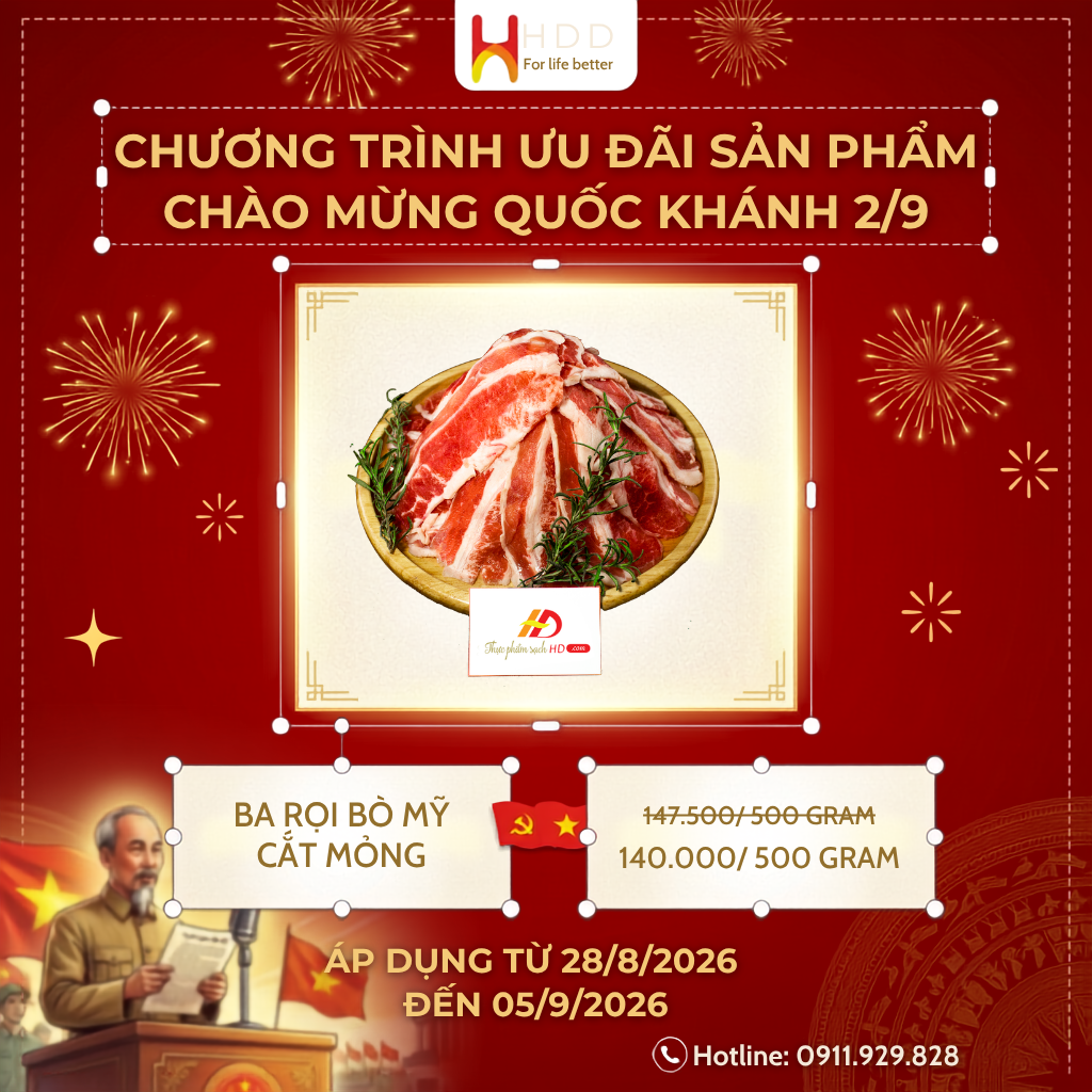 Ba rọi bò Mỹ cắt mỏng ưu đãi mừng Quốc Khánh 2/9