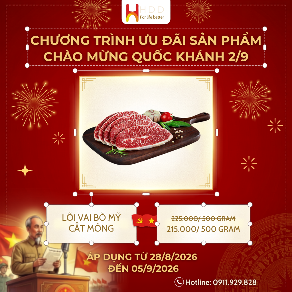 Dịch vụ giao thịt bò tươi tận nhà miễn phí trong đợt khuyến mãi 2/9