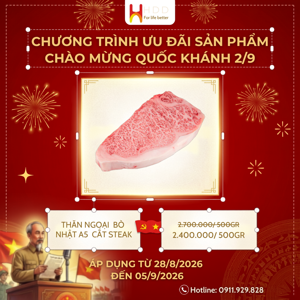 Thăn nội bò Nhật A5 cắt Steak giảm giá đặc biệt 2/9